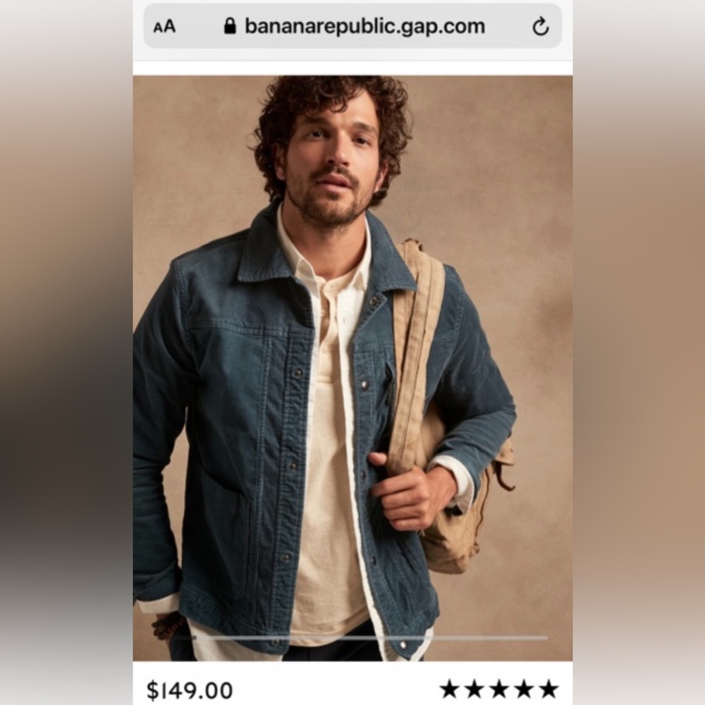 Men's Banana Republic Blue corduroy Jacket- Large Tall